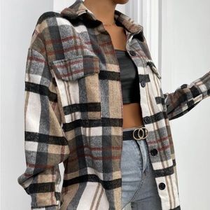 Flap Pocket Drop Shoulder Plaid Shirt